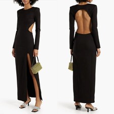 Nicholas Zaire Open Back Long Sleeve Jersey Maxi Dress w/ Slit - Sz 2