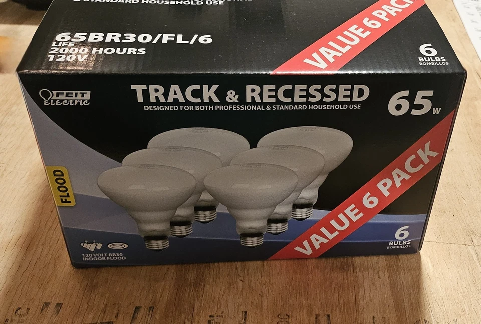 Feit BR 30 65W Indoor Flood Light Bulbs White Pack of 6 - Image 2 of 4