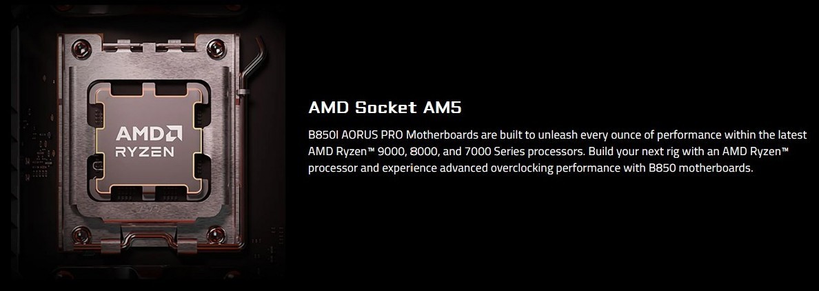 NEW GIGABYTE B850I AORUS PRO ( Rev. 1.1 ) AMD AM5 ITX Motherboard
