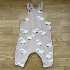 Next Baby Sheep Dungarees Romper 3-6 Months Beige Ribbed Overalls Baby Clothes