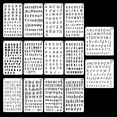 14 Stück Schablonen Buchstaben, Buchstabenschablonen, Normschriftschablone, Lett