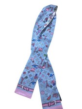 Lv blue Monogram Silk Scarf Bag Charm with graphic print