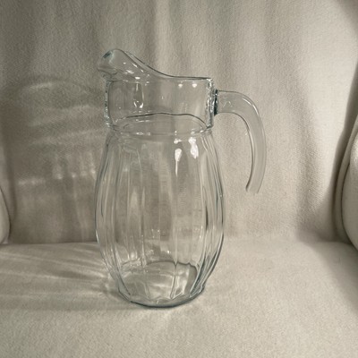 Pasabahce Clear Glass Pitcher W/ Paneled Design & Ice Lip