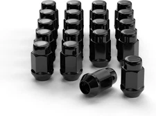20PCS 1.4 inch 12x1.5 Closed End Bulge Acorn Black Lug Nuts - inch, 
