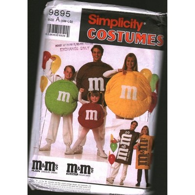 Simplicity 9895 M&M's Candy Costume Sewing Pattern Adult Child Size SM-LG cut