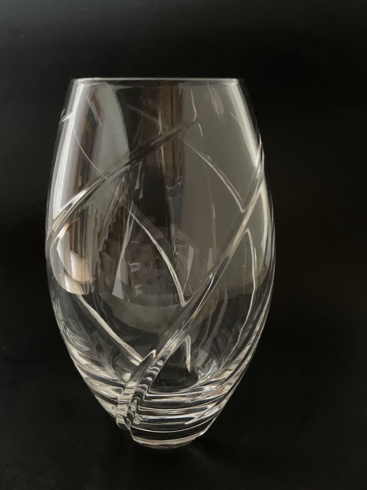 Tiffany & Co. Cut Crystal Swirl Optic Flower Vase 8.25