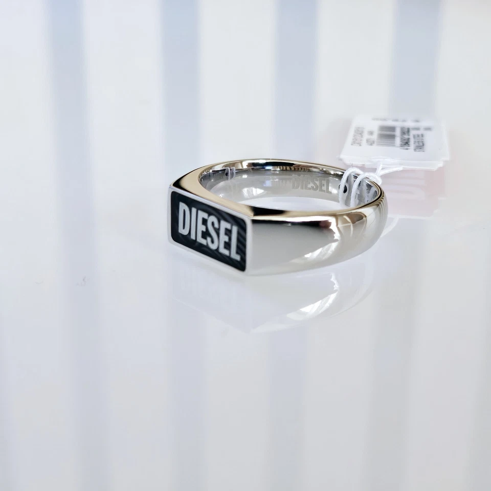 Diesel Ring DX1512040 Herren Edelstahl Achat Schwarz Neu OVP - Bild 4 von 4