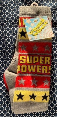 DC Comics WB I Have Super Powers Wonder Woman Stars 2 Pair Socks NWT
