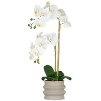 Kunstpflanze Phalaenopsis, Farbe Weiß, Inkl. Keramik-Topf, HöHe Ca. 60 Cm