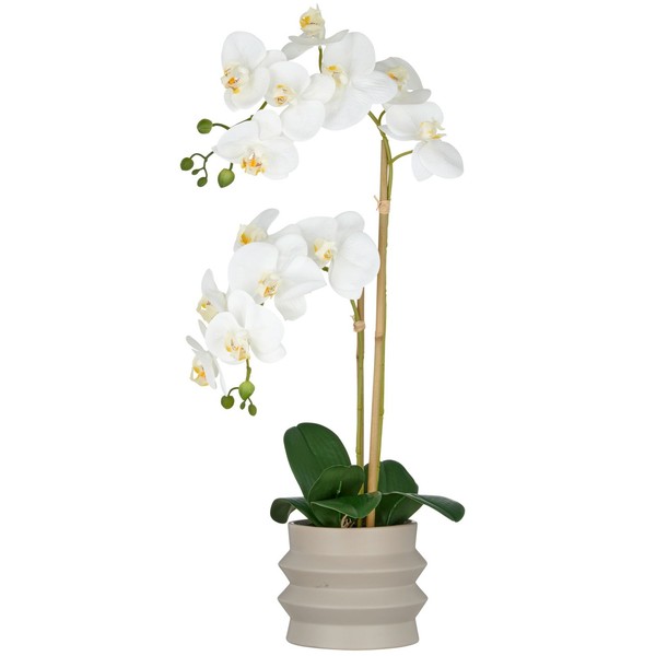 Kunstpflanze Phalaenopsis, Farbe Weiß, Inkl. Keramik-Topf, HöHe Ca. 60 Cm-image