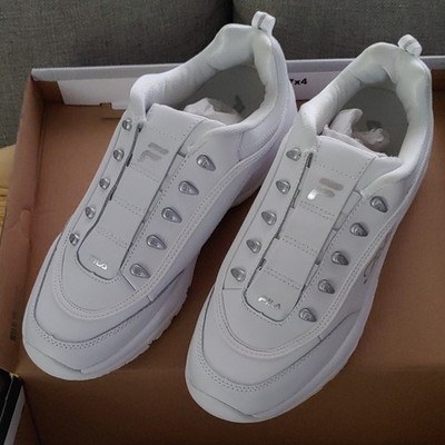 FILA Men's White Low Top Solid Slip On Athletic Sneakers Sports
