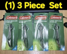 (1) Coleman 3 Piece Compact Fork Spoon & Knife Camping Cutlery Utensil Set