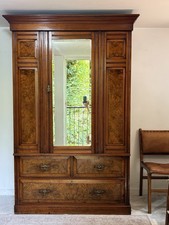 Vintage Wardrobe Edwardian Antique Burr Walnut Large 