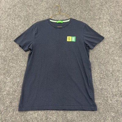 United Colors of Benetton T Shirt Mens M Navy Blue Cotton Graphic Back Logo