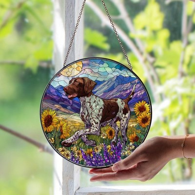German Shorthaired Pointer Stained Glass Suncatcher, Dog Memorial Decor