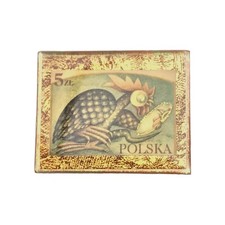 Polska Stamp Art Rooster Pin Des Postages 1993