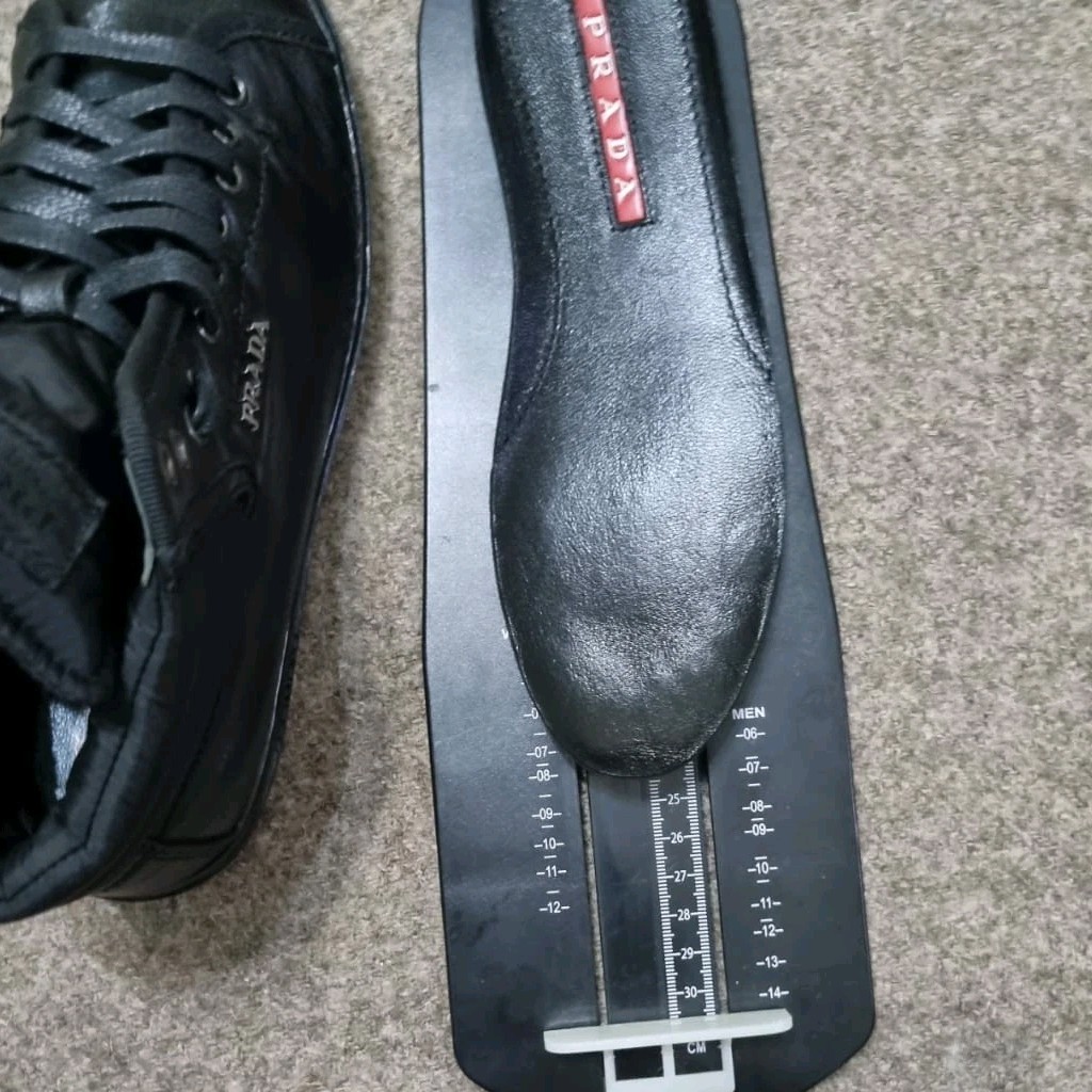 ​PRADA Milano Women Shoes Black Re-Nylon Polished Leather High Top Sneakers Sz 8 thumbnail 16