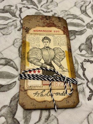 Handmade Junk Journal  Work Room  3 x 6  Ephemera With Room For Notes