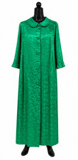 Antique Womens Handcrafted Oriental Kimono Robe Size S/M Green Floral Brocade