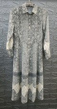 New Loft Paisley Button Up Midi Shirt Dress Cream/Black Sz. 00 Petite