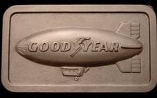 NE10112 NOS VINTAGE 1974  GOODYEAR BLIMP  TIRES  RUBBER CO. PEWTER BUCKLE