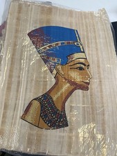 Queen Nefertiti Hand-Painted Egyptian Papyrus Artwork - Authentic