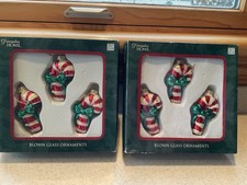 Lot of Candy Cane Ornaments Blown Glass 2 Boxes 