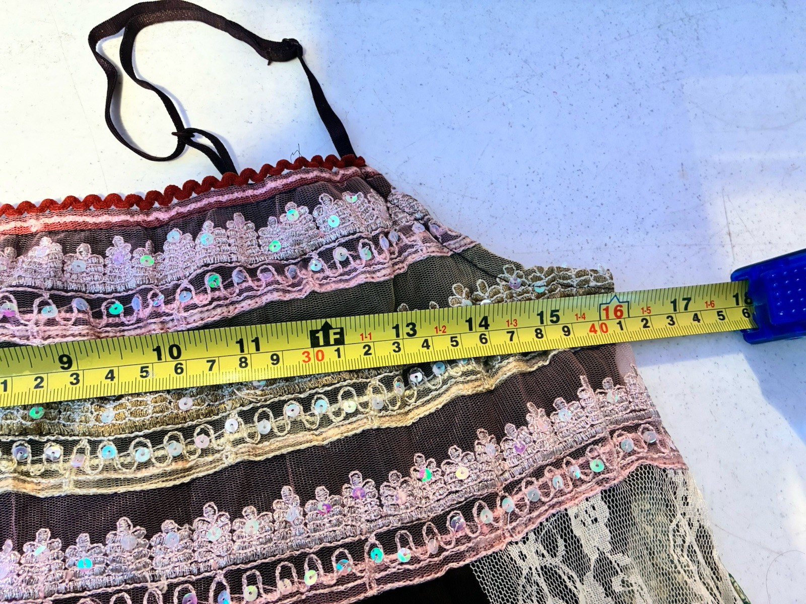 Vanity Lace Patchwork Camisole Sequin Boho Spaghe… - image 13