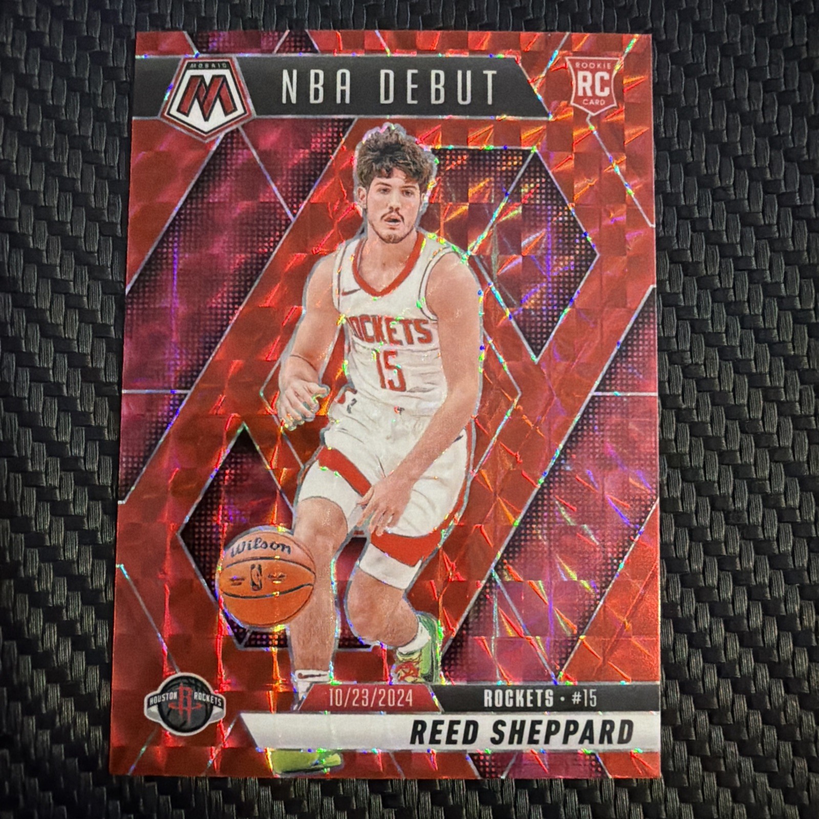 2024-25 Mosaic Basketball - NBA Debut Reed Sheppard Red Mosaic ROCKETS RC