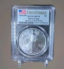 2024 (W)  $1 Silver Eagle PCGS MS70 Struck At WEST POINT FIRST STRIKE Flag Label
