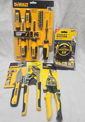 Dewalt/Stanley Tool Kit Screwdrivers, Snips, Pliers, Tape Measure, Knife