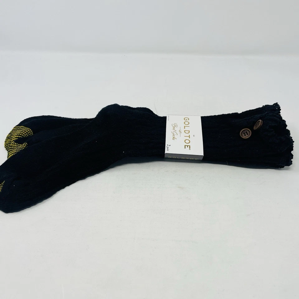 Gold Toe 女式鞋 6-9 码 2 件装褶皱电缆纽扣船袜黑色 802 — 第 4/4 张图片