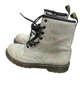 Dr Martens 1460 Youth 6 Silver Glitter Boots Combat Docs