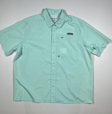 Eddie Bauer Fishing Shirt Mens 2XL Green Short Sleeve Button Vented Outdoor