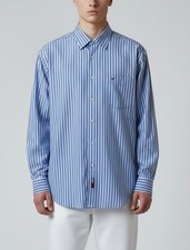 Tommy Hilfiger Mens Blue Striped Button-Down Shirt Size L Long Sleeve Classic Fi