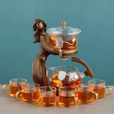 Semi-Automatic Kungfu Tea Set with Heat-Resistant Glass Teapot and Infusers