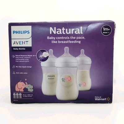 Philips AVENT Natural Baby Bottle with Natural Response Nipple, 9 Oz, 3 Pack