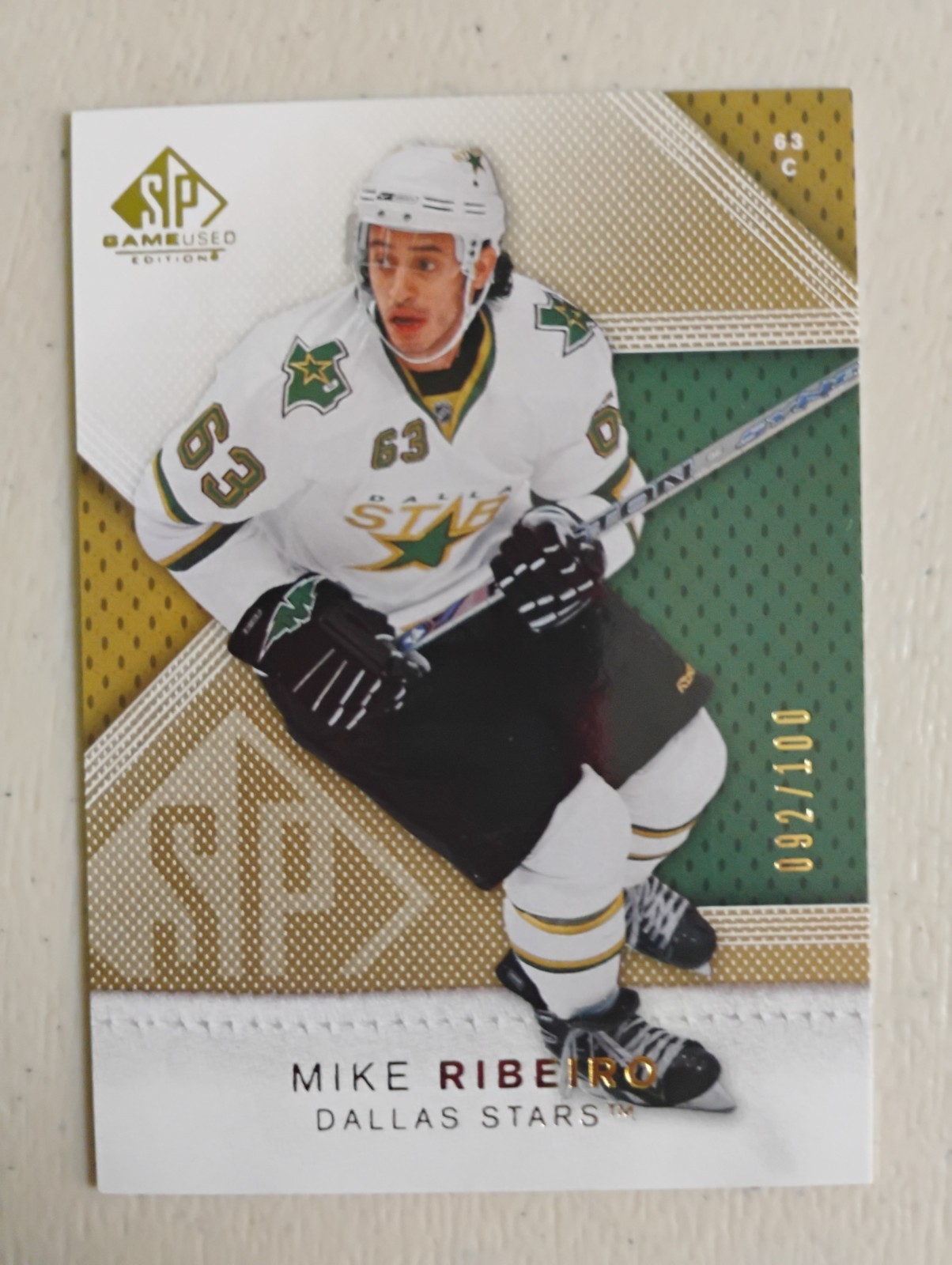 07 08 SP GAME USED GOLD PARALLEL MIKE RIBEIRO /100