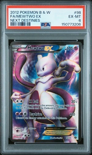 2012 POKEMON BLACK & WHITE NEXT DESTINIES #98 FULL ART/MEWTWO EX PSA 6