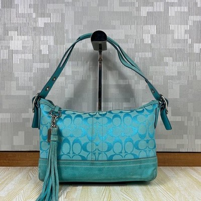 バッグ COACH Blue Suede Fringe Tassel Shoulder s-l400.jpg