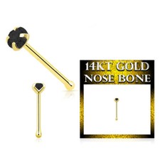 14k Solid Gold 22G Nose Studs Rings with CZ Nose Pin bone Stud Piercing 1/4" 6mm
