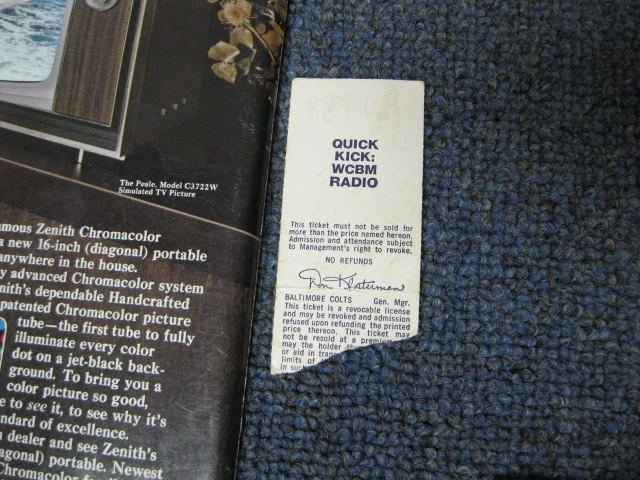 Oct 31, 1971 Baltimore Colts vs Pittsburgh Steelers  Program Ticket Stub - Image 4 of 4