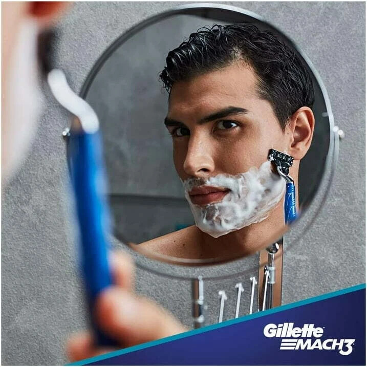 GilletteMach3 Razor for Men with Aqua Grip, 1 Razor Handle + 1 Blade Refill