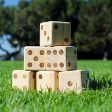 GoSports Giant 3.5" Wooden Playing Dice Set with Bonus Rollzee Scoreboard