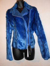 New Miss Sixty Electric Blue Cupid Faux Fur Jacket, Size M Rrp £233
