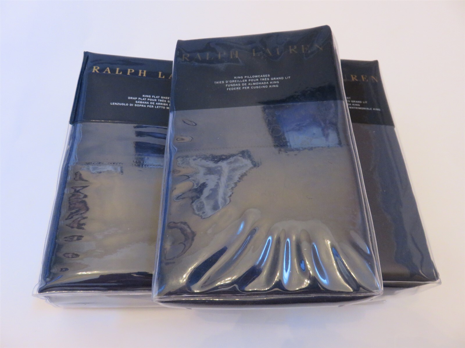 Ralph Lauren 624 Solid Sateen 2P Polo Navy King Sheet Set eBay