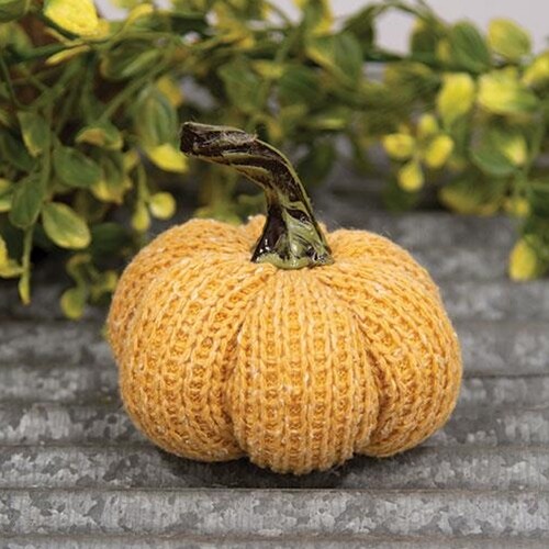 Orange Knit Pumpkin Small 3.5" H - Picture 1 of 2