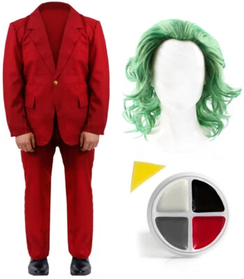 MENS HALLOWEEN CLOWN RED SUIT MOVIE COSPLAY OUTFIT MENS FILM COSTUME COMIC BOOK - Image 1 of 3