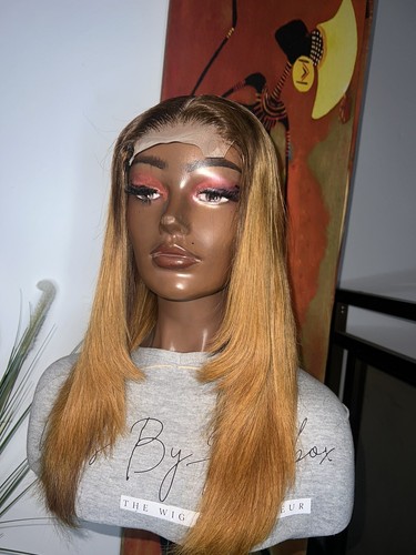 16” 4x4 2 Tone Lace Closure Brazilian Hair Straight Wig With Layers- SALE - Picture 15 of 22