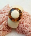 Vtg Clamper Bracelet Faux Tortoise Shell Lucite Art Deco Revival Jewelry Round